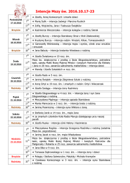 Intencje Mszy św. 2016.10.17-23