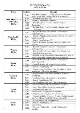 Intencje mszalne - parafiakomarow.pl