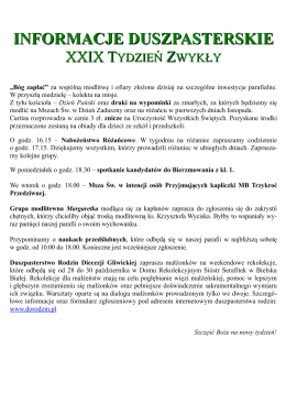 INFORMACJE DUSZPASTERSKIE