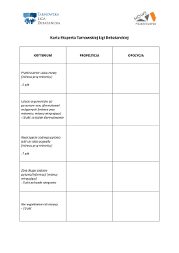 Karta Eksperta Tarnowskiej Ligi Debatanckiej