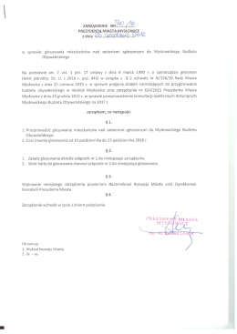Zarządzenie Prezydenta Miasta Mysłowice nr 540/16 z dnia 26