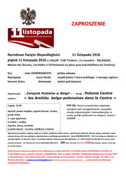 Związek Polak&oacute;w w Belgii zaprasza