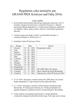 Regulamin GP Kostrzyna - Lubuski Związek Brydża Sportowego