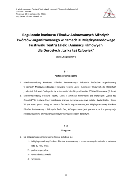Regulamin konkursu Filmów Animowanych Młodych Twórców