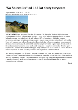"Na Śnieżniku" od 145 lat służy turystom