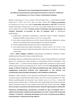 Informacja nr 52/2016 - Urząd Regulacji Energetyki