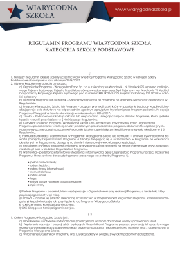 REGULAMIN PROGRAMU WIARYGODNA SZKOŁA KATEGORIA