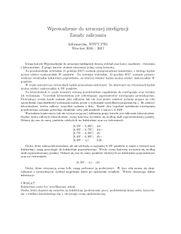 Wprowadzenie do sztucznej inteligencji Zasady zaliczania