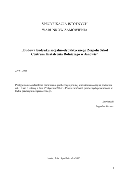 SPECYFIKACJA ISTOTNYCH WARUNK&Oacute;W ZAM&Oacute;WIENIA &bdquo;Budowa