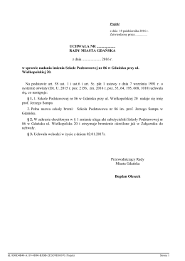 UCHWAŁA NR .................... RADY MIASTA GDAŃSKA z dnia
