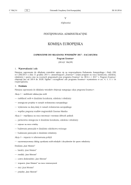Zaproszenie do składania wniosków 2017 – EAC/A03/2016