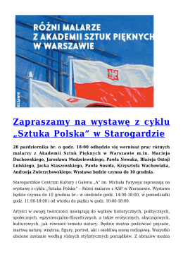 Zapraszamy na wystawę z cyklu &bdquo;Sztuka Polska&rdquo; w Starogardzie