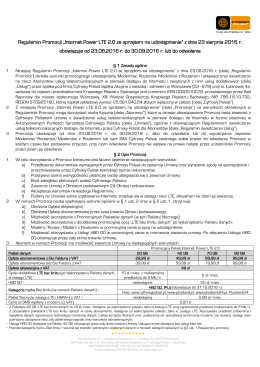 Regulamin Promocji Internet Power LTE 2.0 ze