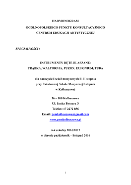 Harmonogram pracy OPK CEA - Centrum Edukacji Artystycznej