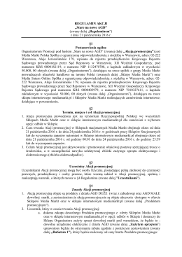 REGULAMIN AKCJI „Stare na nowe AGD”