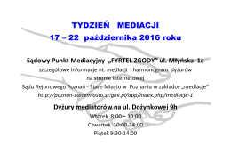 TYDZIEŃ MEDIACJI 17 – 22 października 2016 roku