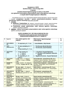 Zarządzenie Dyrektora Szkoły w sprawie egzaminów