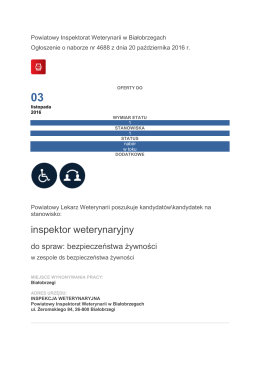 Oferta pracy - Powiatowy Inspektorat Weterynaryjny w Białobrzegach