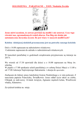 OGŁOSZENIA PARAFIALNE – IV Niedziela Wielkanocna