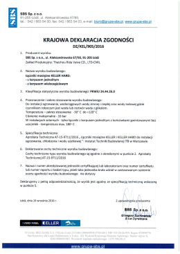 Złączki mosiężne KELLER HARD – deklaracja zgodności
