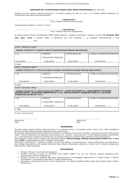 Formularz dot. wykonywania prawa głosu przez pełnomocnika