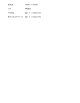 Nazwa: Pomoc kuchenna Kod: 941201 Synteza: Opis w