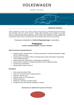 Volkswagen Group Polska Sp. z o.o. Praktyka w Centrum