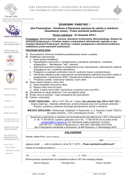 szanowni państwo ! zgłoszenie - Izba Przemysłowo