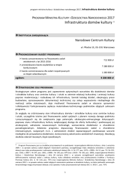 Infrastruktura domów kultury 1 - Ministerstwo Kultury i Dziedzictwa