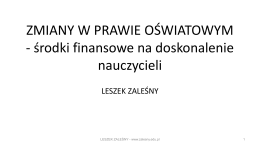 Zmiany - środki na doskonalenie