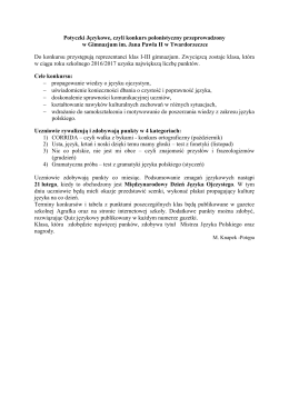 Potyczki Językowe - Gimnazjum im. Jana Pawła II w Twardorzeczce
