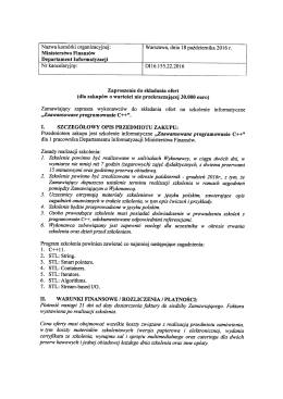 Zaproszenie do składania ofert na szkolenie Zaawansowane