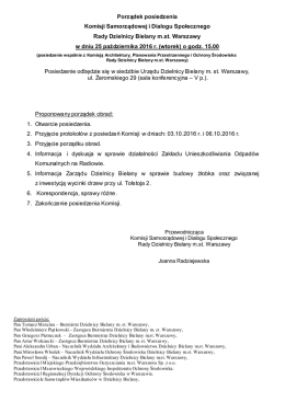 Porządek posiedzenia Komisji Samorządowej i Dialogu Społecznego