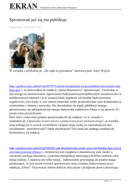 Sprostowań już się nie publikuje