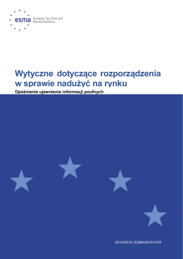 Wytyczne dotyczące rozporządzenia w sprawie - Esma