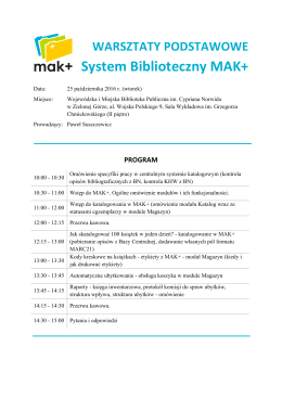 WARSZTATY PODSTAWOWE System Biblioteczny MAK+