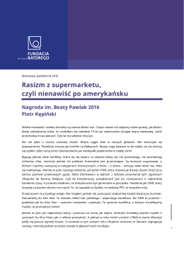 Rasizm z supermarketu, czyli nienawiść po amerykańsku Nagroda
