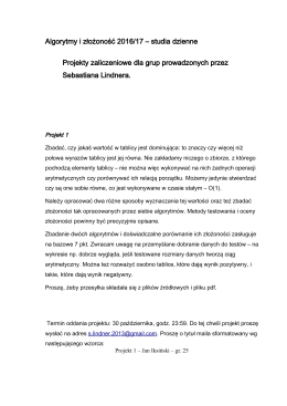 Algorytmy i złożoność 2016/2017 - Studia dzienne. Opisy projekt&oacute;w.