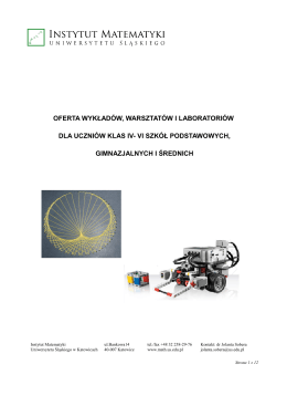 Oferta wykładów dla młodzieży - Instytut Matematyki Uniwersytetu