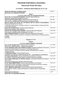 PROGRAM KONFERENCJI NAUKOWEJ Obronność Polski XXI wieku
