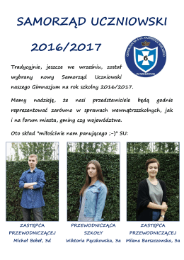 SAMORZĄD UCZNIOWSKI 2016/2017