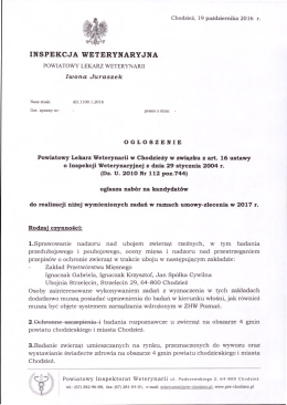 więcej informacji... - Powiatowy Inspektorat Weterynarii w Chodzieży