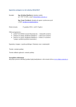 Egzaminy wstępne na rok szkolny 2016/2017