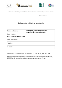 Zgłoszenie udziału w szkoleniu