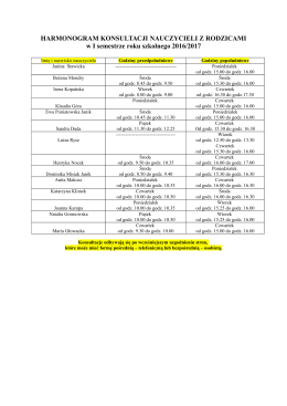 harmonogram konsultacji nauczycieli z rodzicami