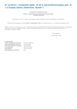 27.10.2016 r. (czwartek) godz. 15.30 w sali konferencyjnej, pok. nr