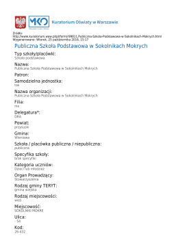 Publiczna Szkoła Podstawowa w Sokolnikach Mokrych