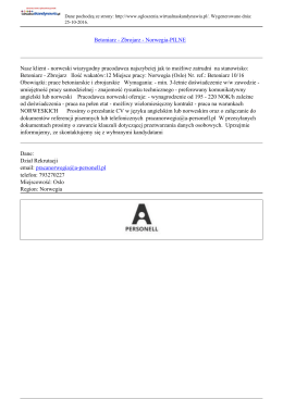 Betoniarz - Zbrojarz - Norwegia-PILNE