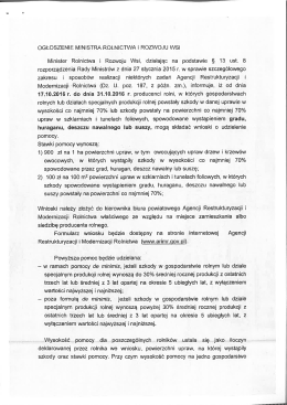 Ogłoszenie Ministra Rolnictwa i Rozwoju Wsi