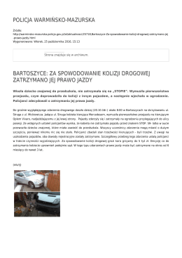 za spowodowanie kolizji drogowej zatrzymano jej prawo jazdy